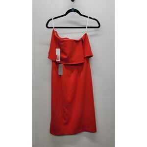 Donna Morgan Womens Red Strapless Bodycon Front Slit Dress